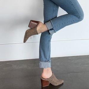 Able Leopard wooden heel clogs. worn once.